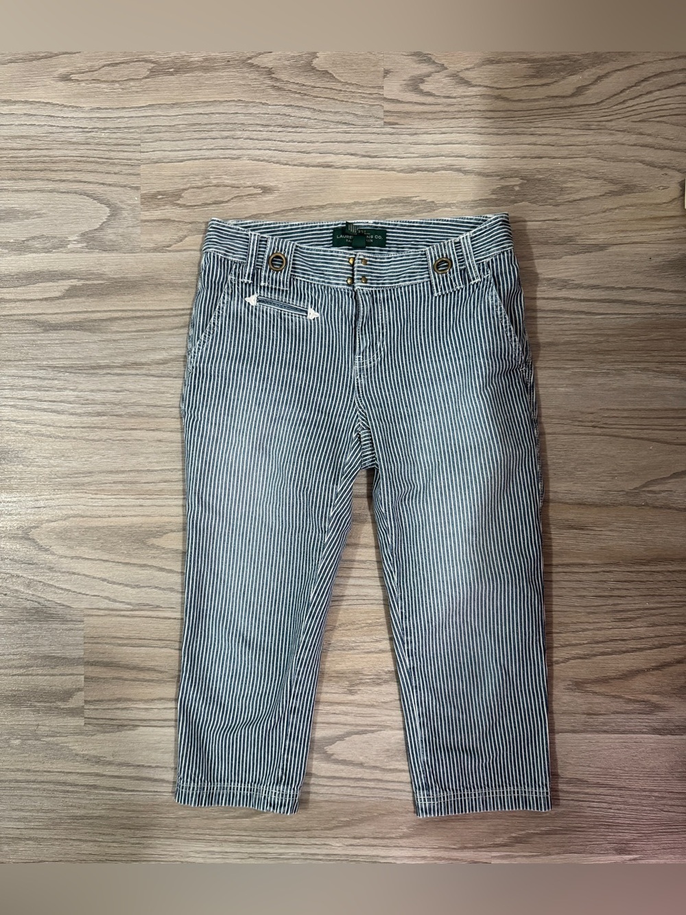 Lauren Ralph Lauren Blue And White Striped Cropped Pants Woman’s Size 2P - Picture 1 of 5
